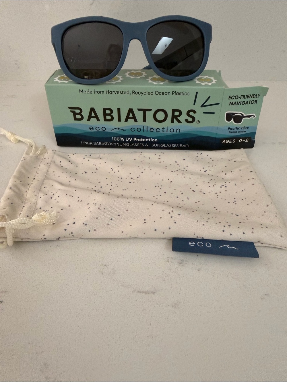 New Babiators Pacific Blue Kids Sunglasses w case, 100% uv baby sunglasses 0-2yr